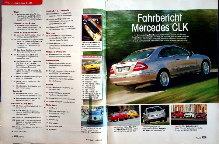 Inhaltsverzeichnis Auto Motor und Sport 09/2002
