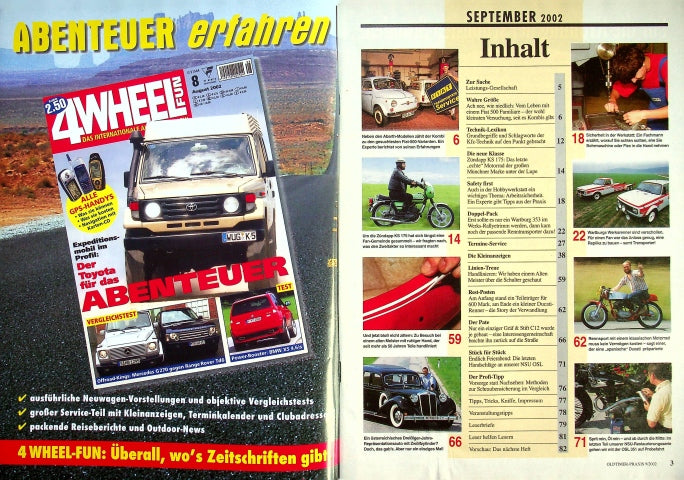 Inhaltsverzeichnis Oldtimer Praxis 09/2002