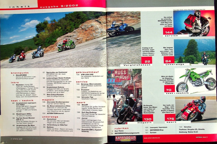 Inhaltsverzeichnis Motorrad 09/2002