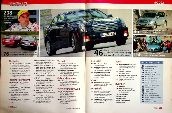 Inhaltsverzeichnis Auto Motor und Sport 09/2003