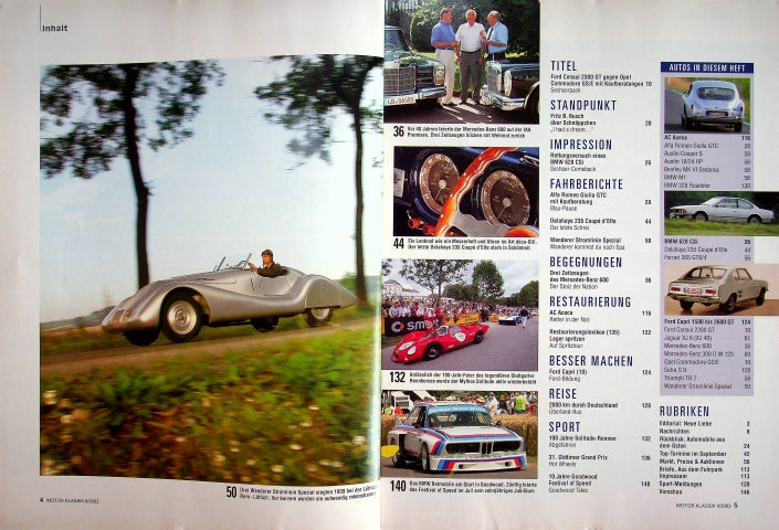 Inhaltsverzeichnis Motor Klassik 09/2003