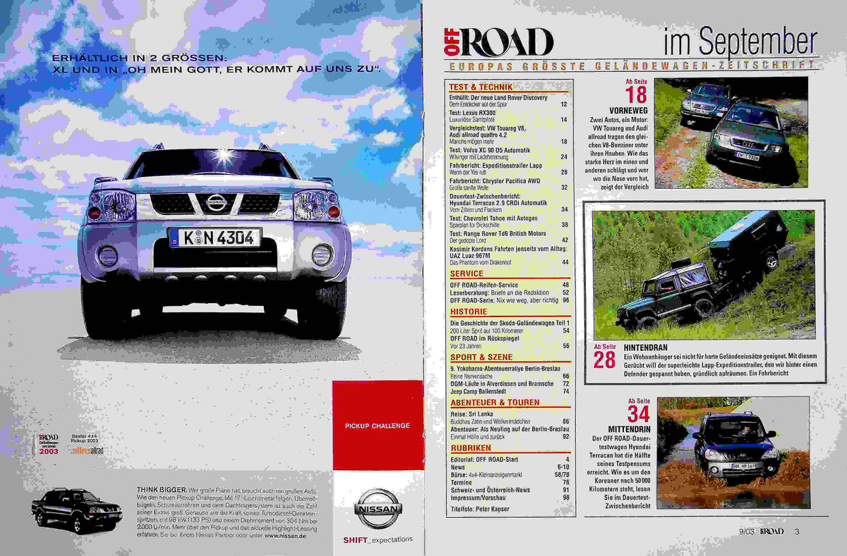 Inhaltsverzeichnis Offroad 09/2003