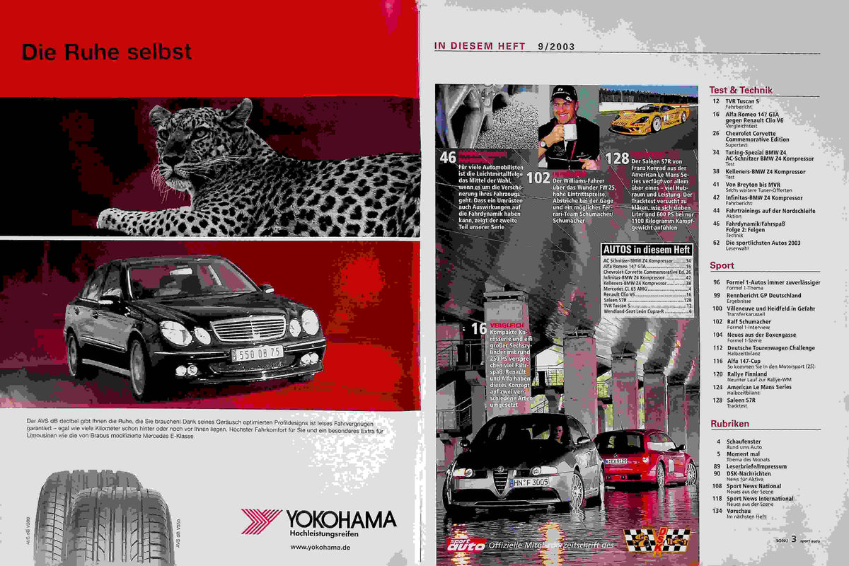 Inhaltsverzeichnis Sport Auto 09/2003