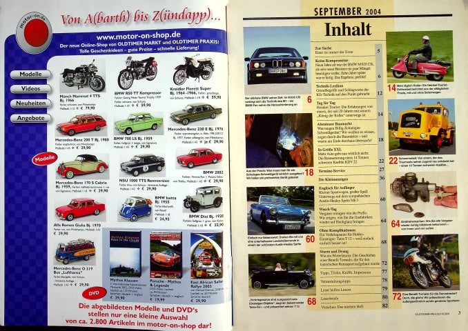 Inhaltsverzeichnis Oldtimer Praxis 09/2004