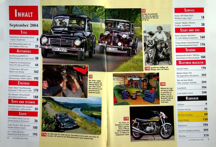 Inhaltsverzeichnis Oldtimer Markt 09/2004