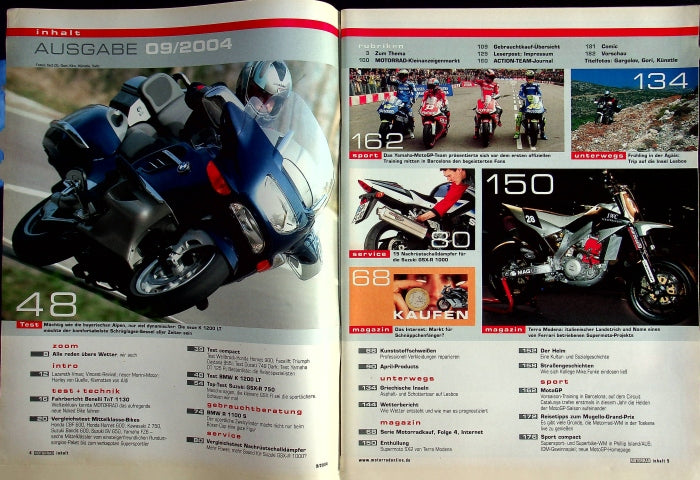 Inhaltsverzeichnis Motorrad 09/2004