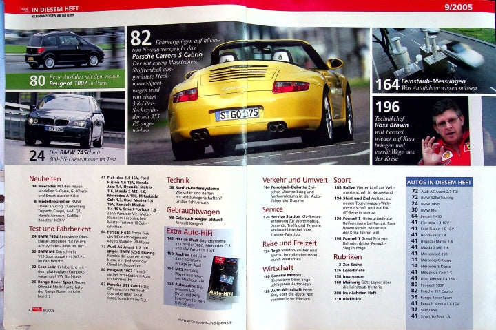 Inhaltsverzeichnis Auto Motor und Sport 09/2005