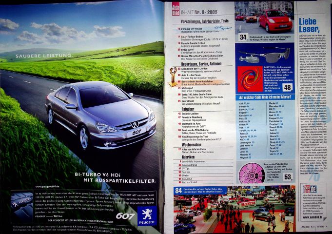 Inhaltsverzeichnis Auto Bild 09/2005