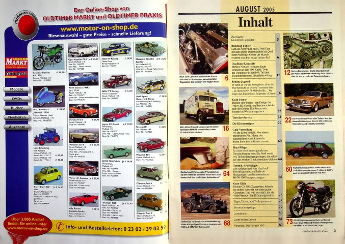 Inhaltsverzeichnis Oldtimer Praxis 09/2005