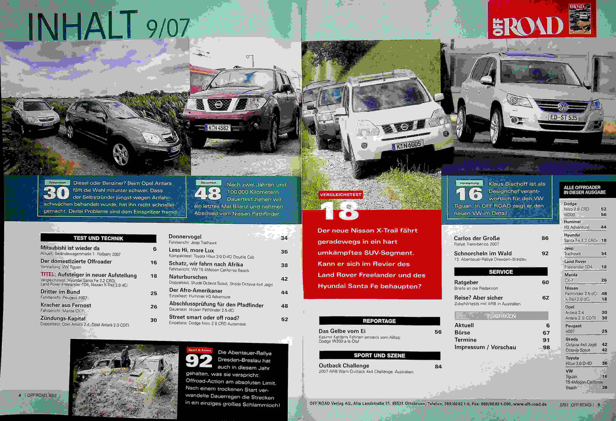 Inhaltsverzeichnis Offroad 09/2007