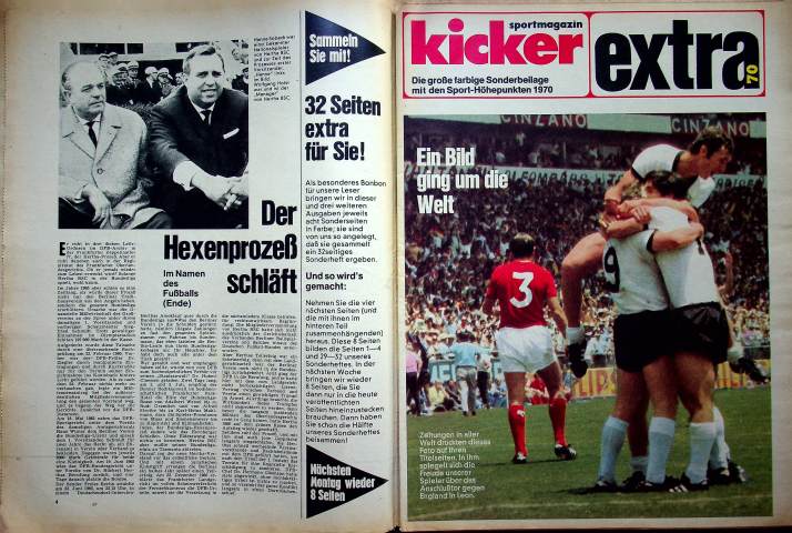 Inhaltsverzeichnis Kicker 100/1970