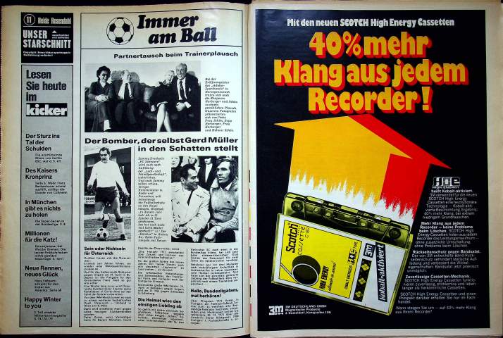 Inhaltsverzeichnis Kicker 100/1972