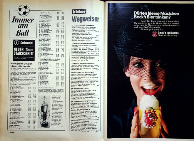 Inhaltsverzeichnis Kicker 100/1974
