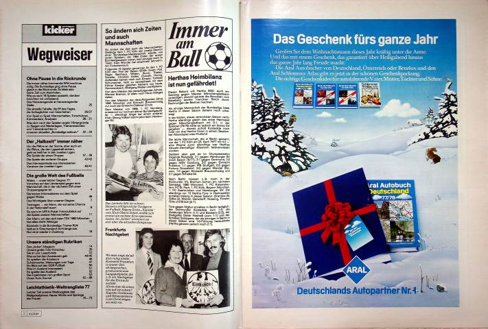 Inhaltsverzeichnis Kicker 100/1977