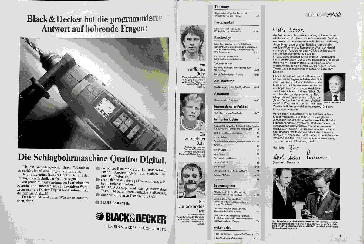 Inhaltsverzeichnis Kicker 100/1990