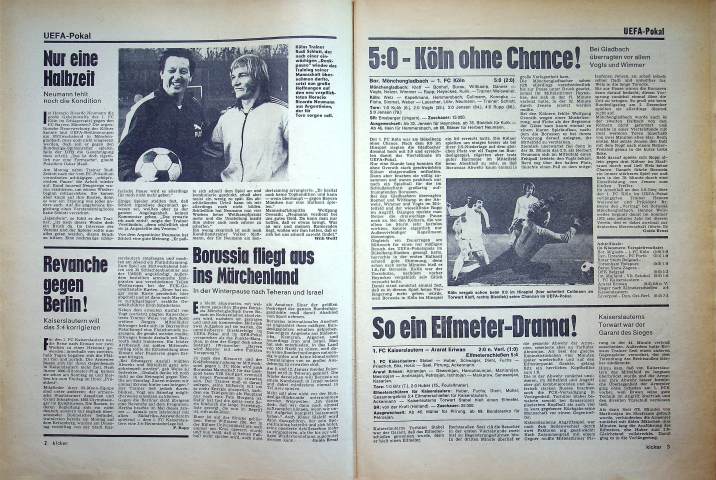 Inhaltsverzeichnis Kicker 101/1972