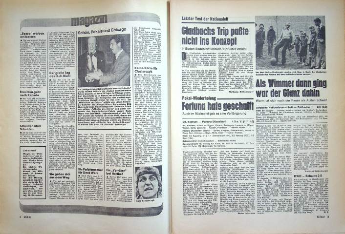 Inhaltsverzeichnis Kicker 101/1975