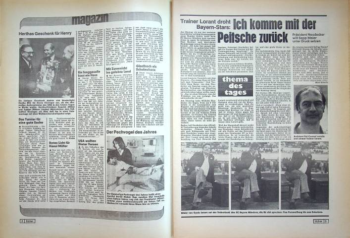 Inhaltsverzeichnis Kicker 101/1978