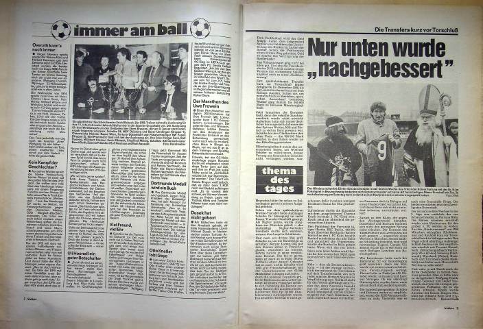 Inhaltsverzeichnis Kicker 101/1982