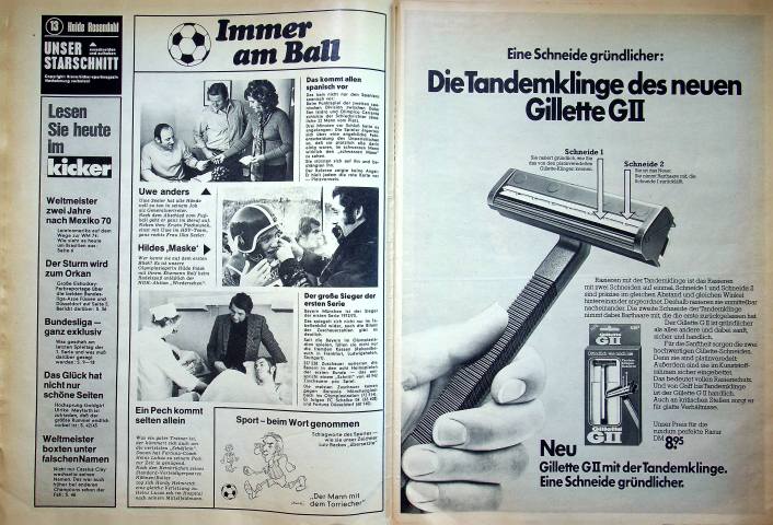 Inhaltsverzeichnis Kicker 102/1972