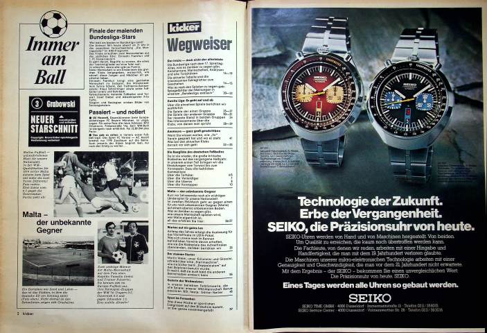 Inhaltsverzeichnis Kicker 102/1974