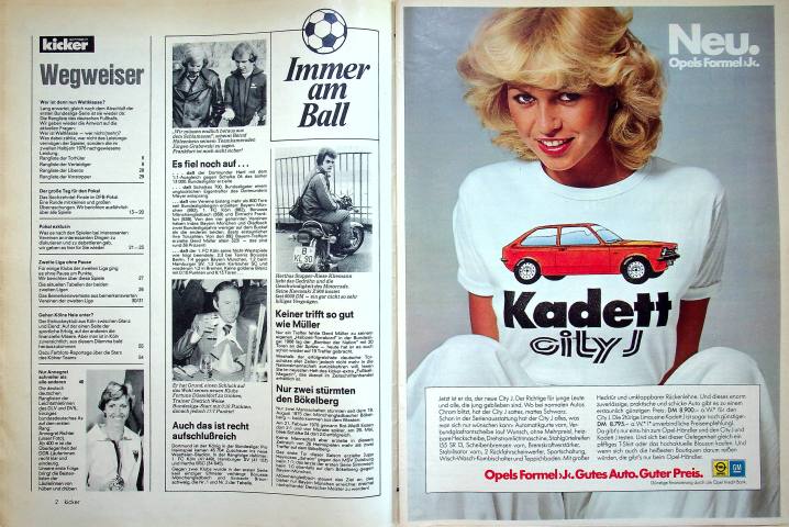 Inhaltsverzeichnis Kicker 102/1976