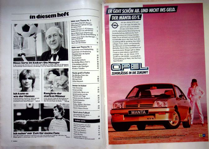 Inhaltsverzeichnis Kicker 102/1982