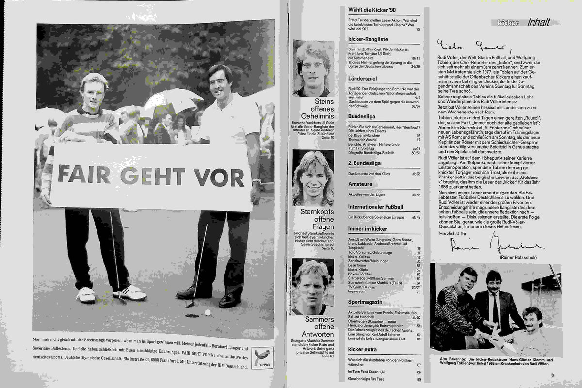 Inhaltsverzeichnis Kicker 102/1990