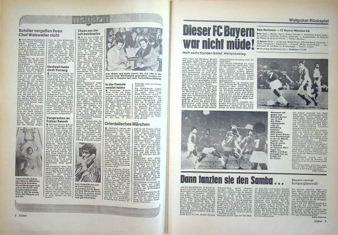 Inhaltsverzeichnis Kicker 103/1976