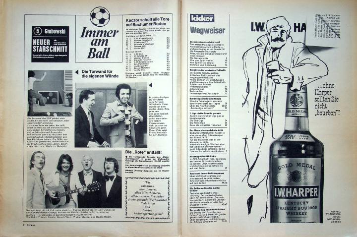 Inhaltsverzeichnis Kicker 104/1974