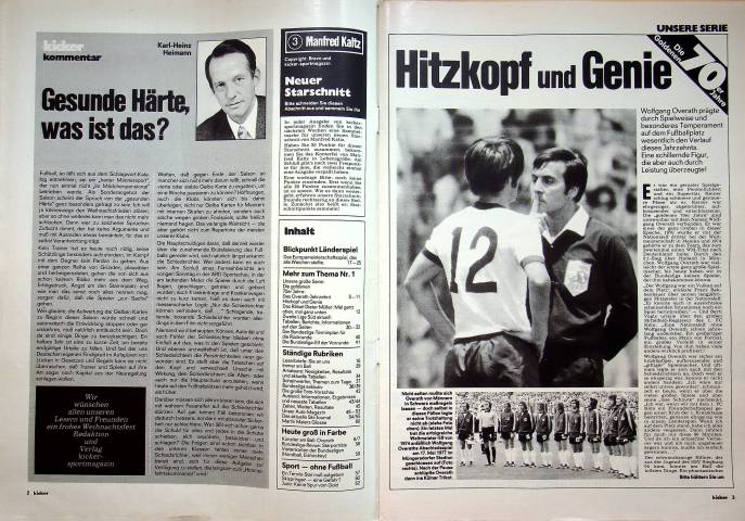Inhaltsverzeichnis Kicker 104/1979
