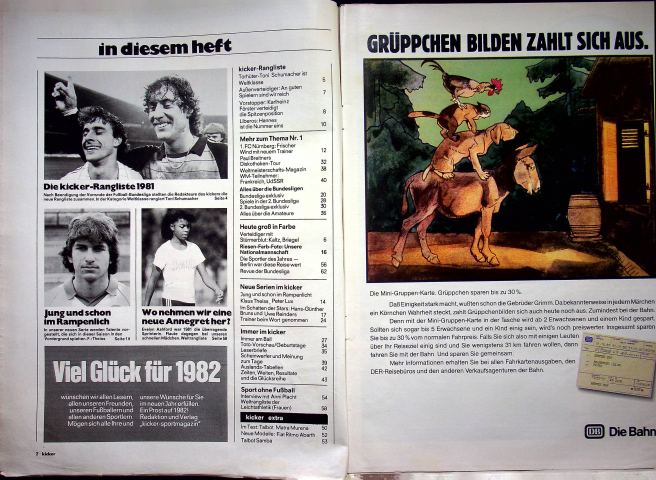 Inhaltsverzeichnis Kicker 104/1981