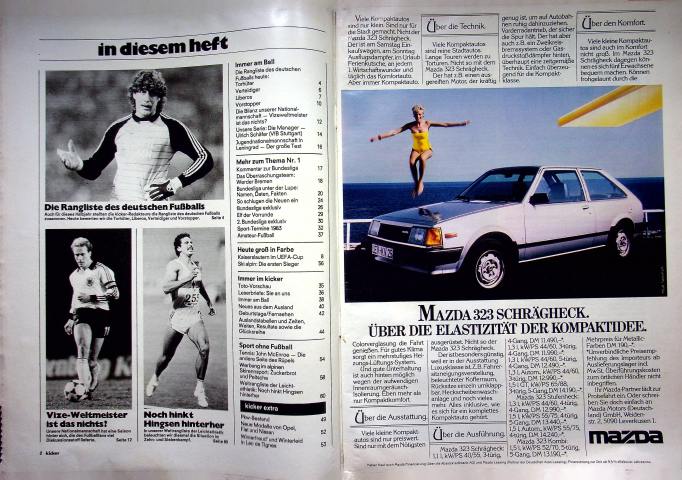 Inhaltsverzeichnis Kicker 104/1982