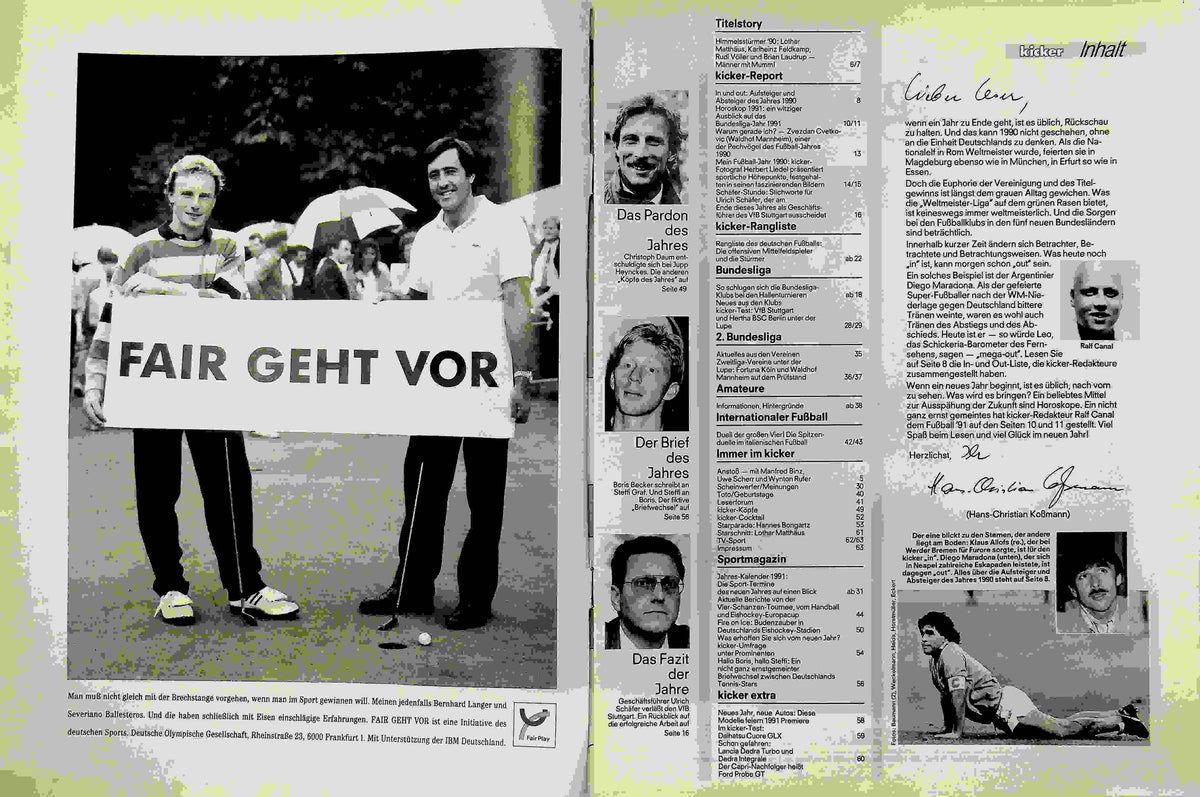 Inhaltsverzeichnis Kicker 106/1990