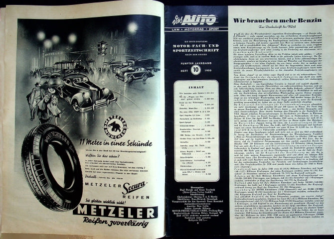 Inhaltsverzeichnis Auto Motor und Sport 10/1950