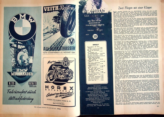 Inhaltsverzeichnis Motorrad 10/1950