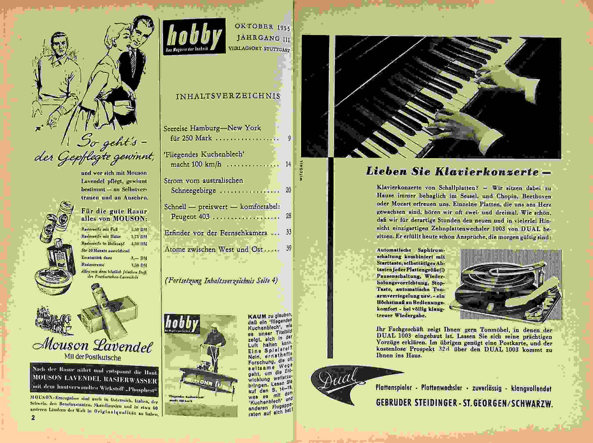 Inhaltsverzeichnis Hobby 10/1955