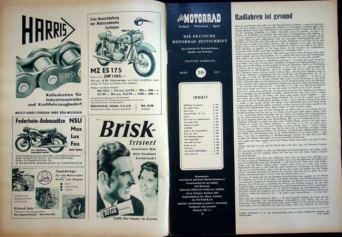 Inhaltsverzeichnis Motorrad 10/1957