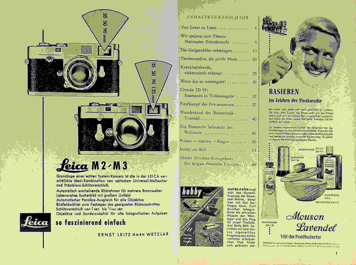 Inhaltsverzeichnis Hobby 10/1958