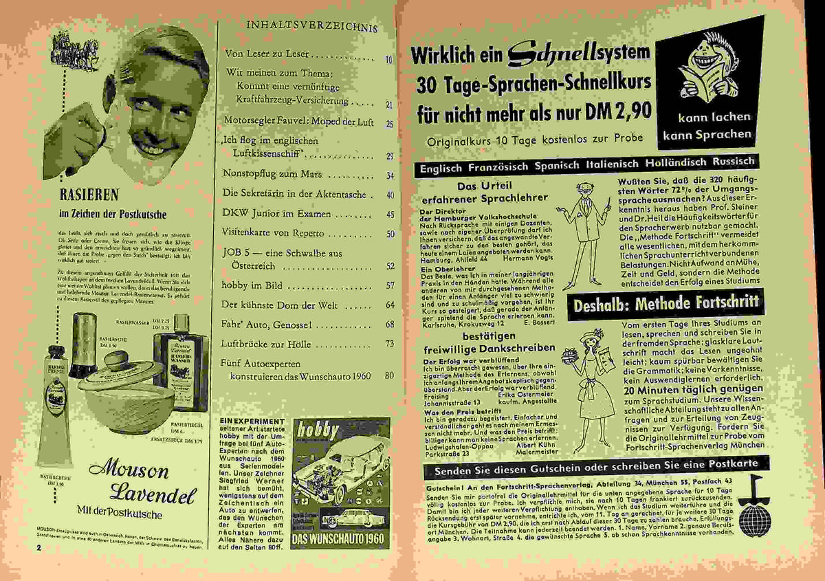 Inhaltsverzeichnis Hobby 10/1959