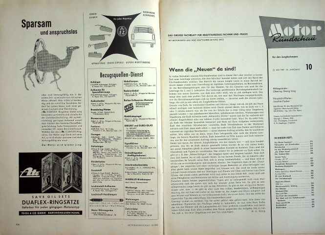 Inhaltsverzeichnis Motor Rundschau 10/1959