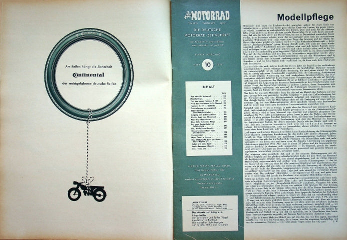 Inhaltsverzeichnis Motorrad 10/1959
