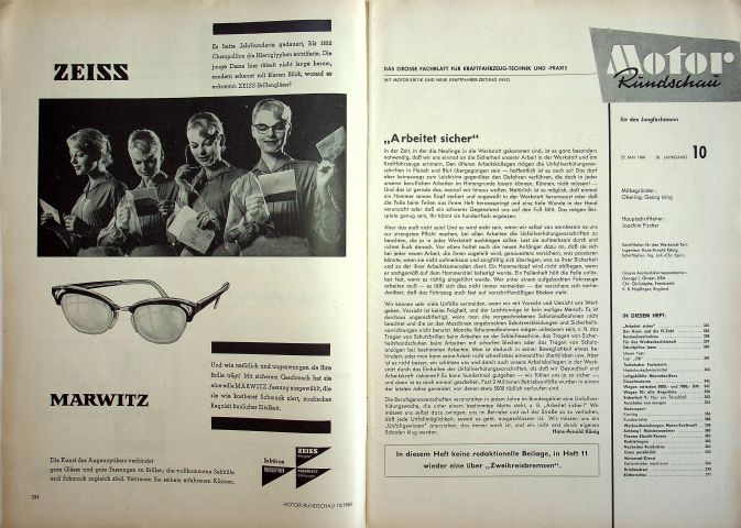 Inhaltsverzeichnis Motor Rundschau 10/1960