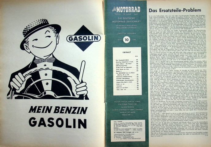 Inhaltsverzeichnis Motorrad 10/1960