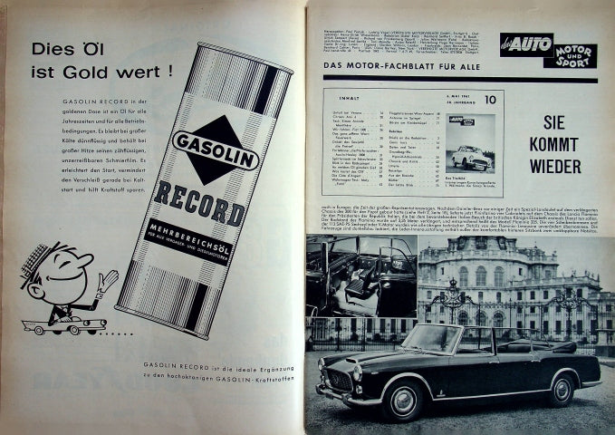 Inhaltsverzeichnis Auto Motor und Sport 10/1961