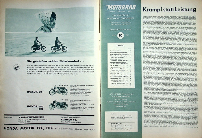 Inhaltsverzeichnis Motorrad 10/1961