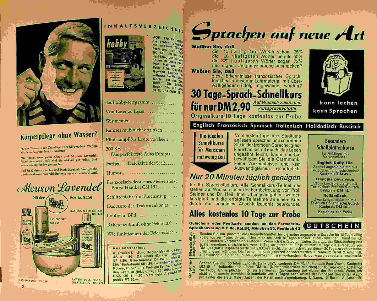 Inhaltsverzeichnis Hobby 10/1961