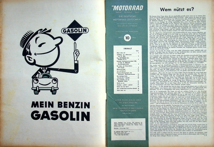 Inhaltsverzeichnis Motorrad 10/1962