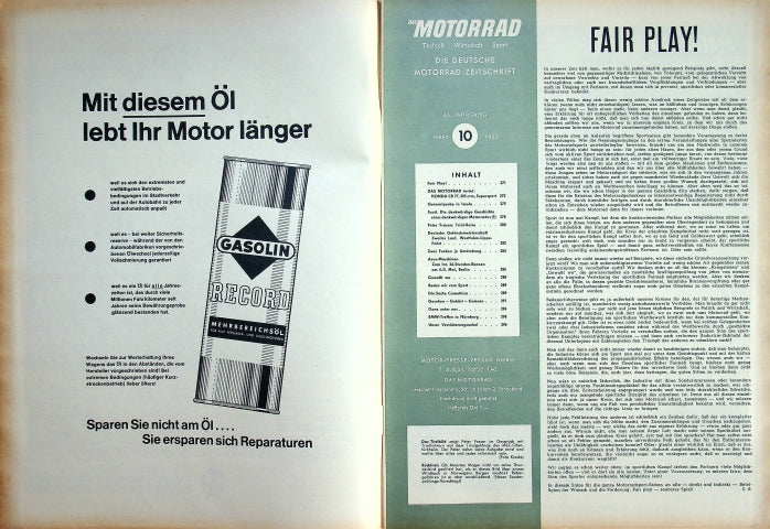 Inhaltsverzeichnis Motorrad 10/1963