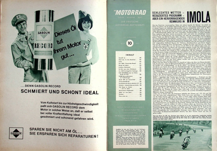 Inhaltsverzeichnis Motorrad 10/1965